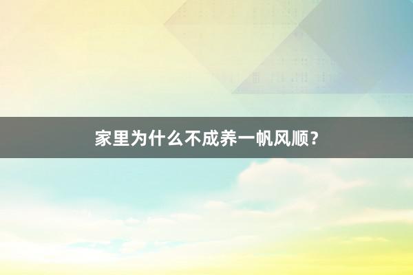 家里为什么不成养一帆风顺？